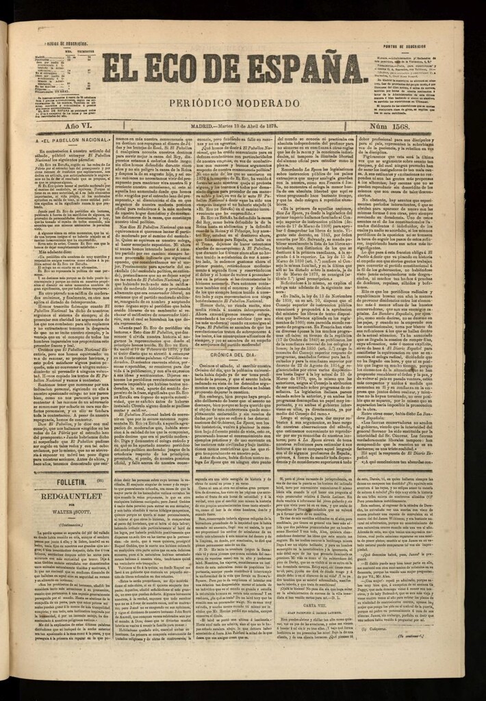 Miniatura de El Eco de España del 13 de abril de 1875