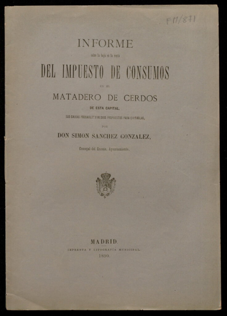 Miniatura de Informe sobre la baja en la renta del impuesto de consumos en el matadero de cerdos de esta capital..