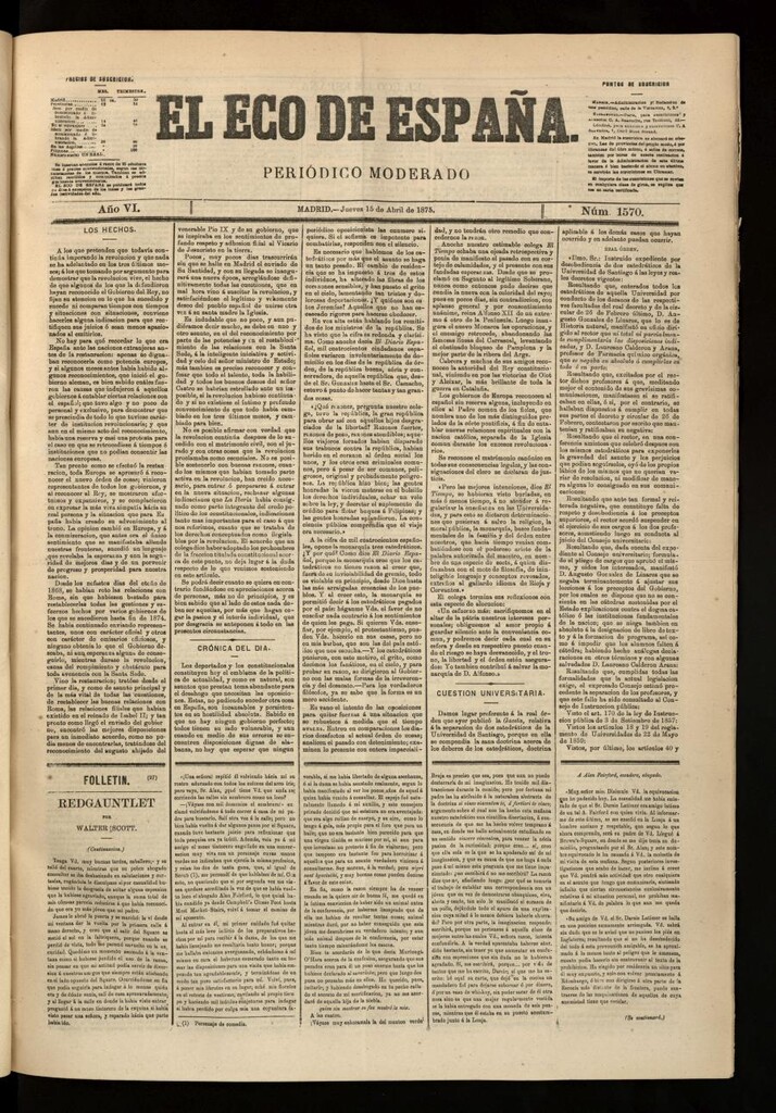 Miniatura de El Eco de España del 15 de abril de 1875