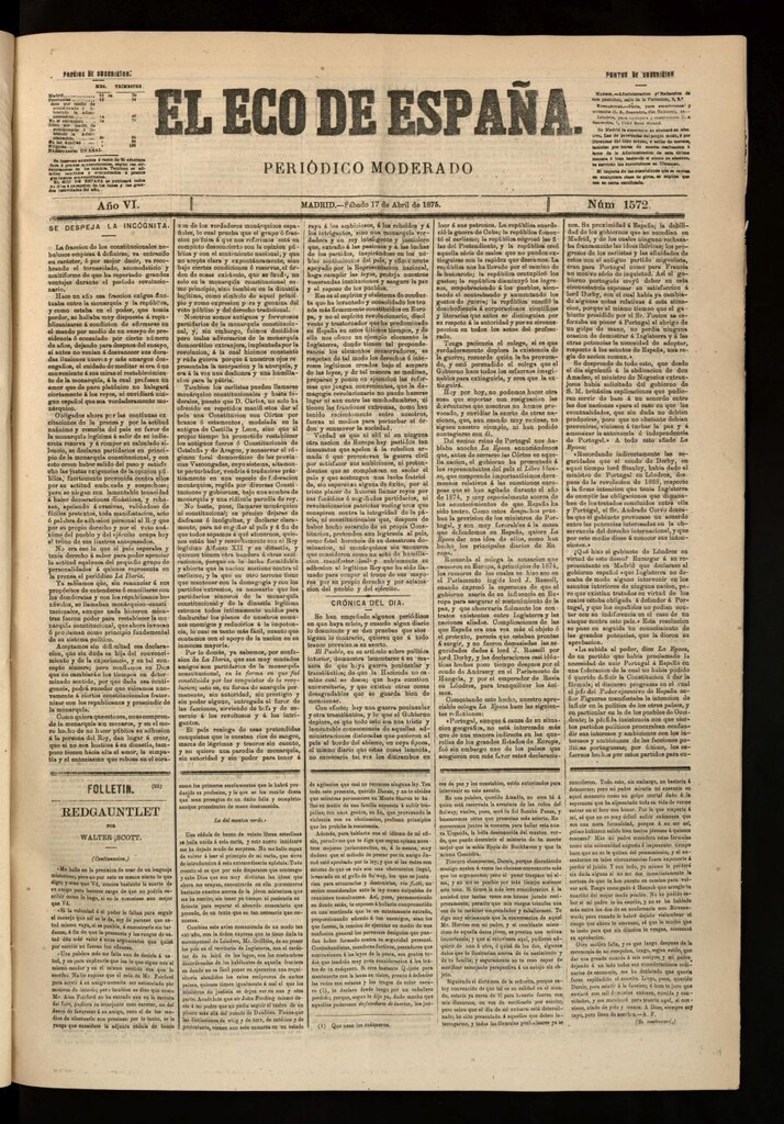 Miniatura de El Eco de España del 17 de abril de 1875