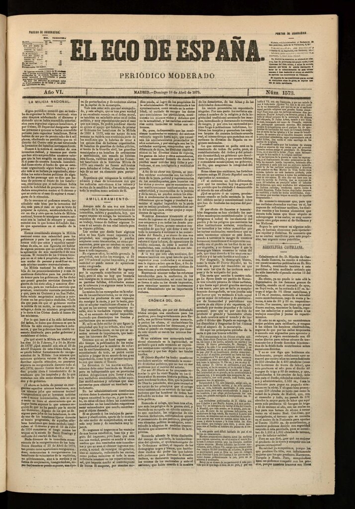 Miniatura de El Eco de España del 18 de abril de 1875