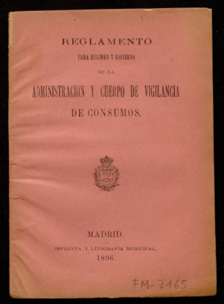Miniatura de Reglamento para régimen y gobierno de la Administración y cuerpo de vigilancia de consumos