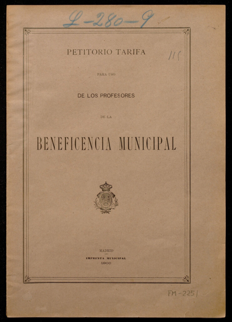 Miniatura de Petitorio tarifa para uso de los profesores de la beneficiencia municipal