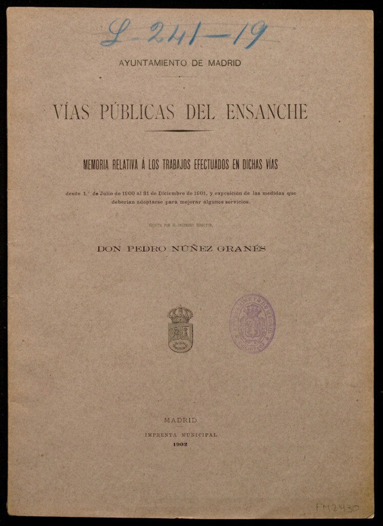 Miniatura de Vías públicas del ensanche : memoria relativa á los trabajos efectuados en dichas vías...