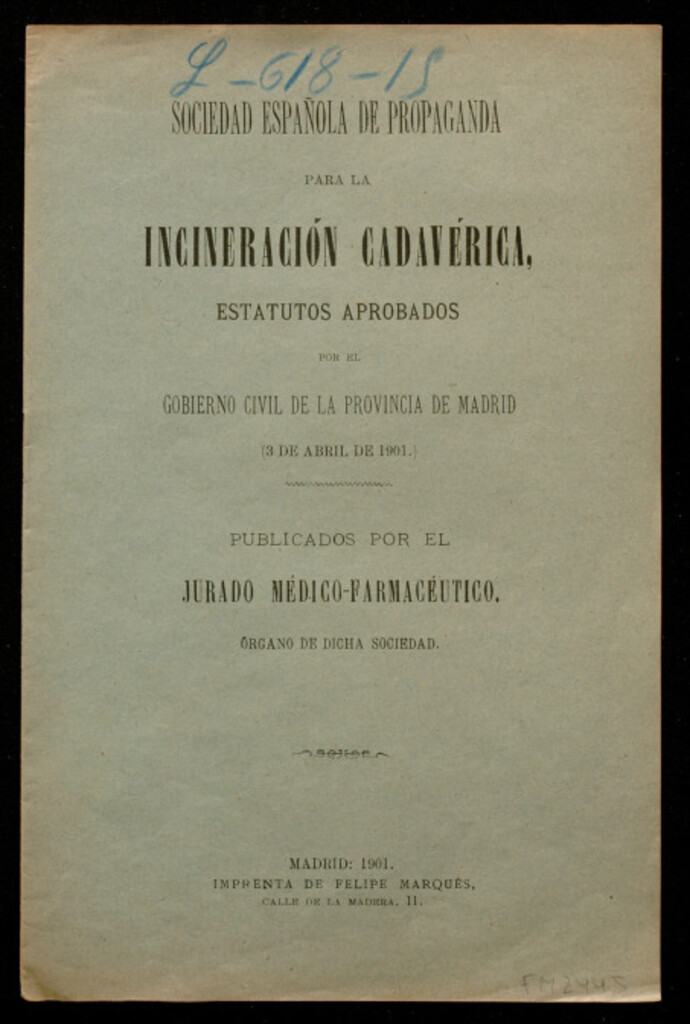 Miniatura de Estatutos aprobados por el Gobierno civil de la provincia de Madrid (3 de abril de 1901) / publicados por el Jurado Médico-farmaceútico