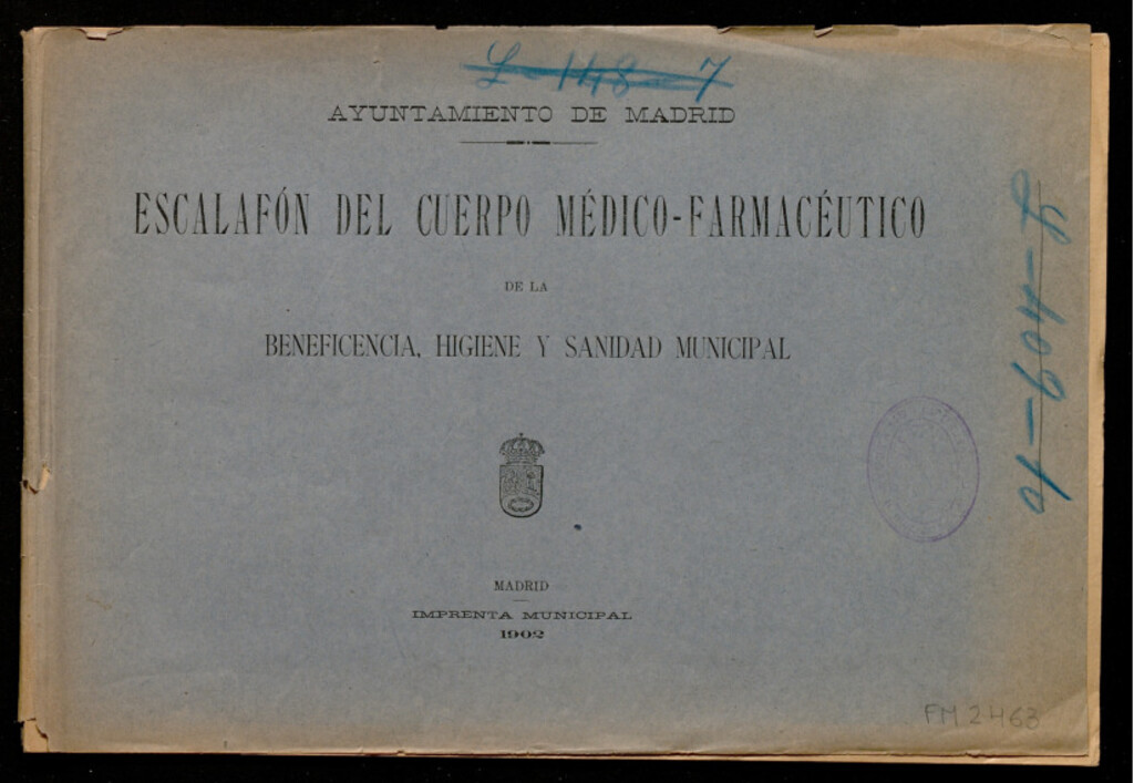Miniatura de Escalafón del cuerpo médico-farmacéutico de la beneficencia, higiene y sanidad municipal