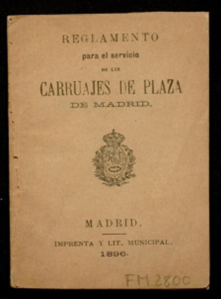 Miniatura de Reglamento para el servicio de los carruajes de plaza de Madrid