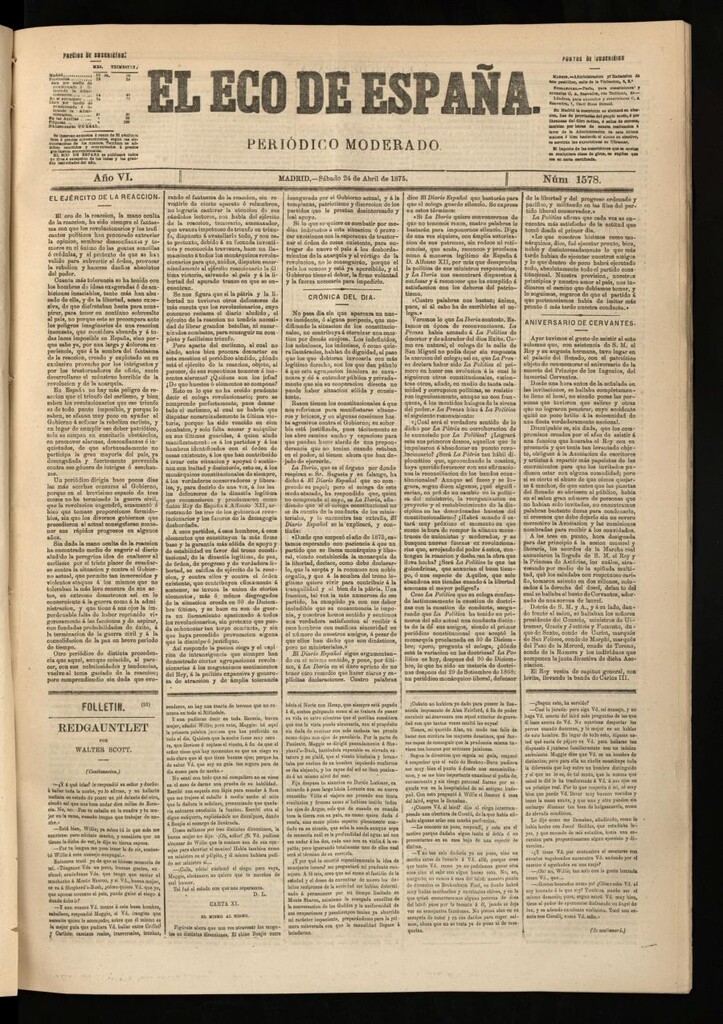 Miniatura de El Eco de España del 24 de abril de 1875
