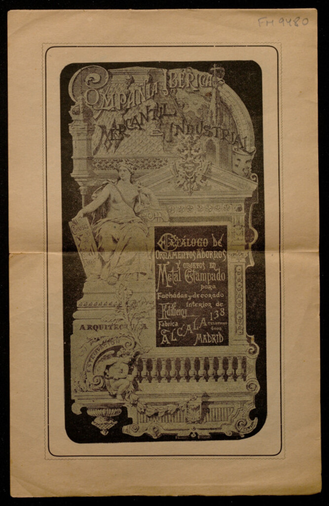 Miniatura de Catálogo de ornamentos, adornos y objetos en metal estampado para fachadas y decorado interior de edificios : Compañía Ibérica Mercantil e Industrial ; fotograbados de Páez