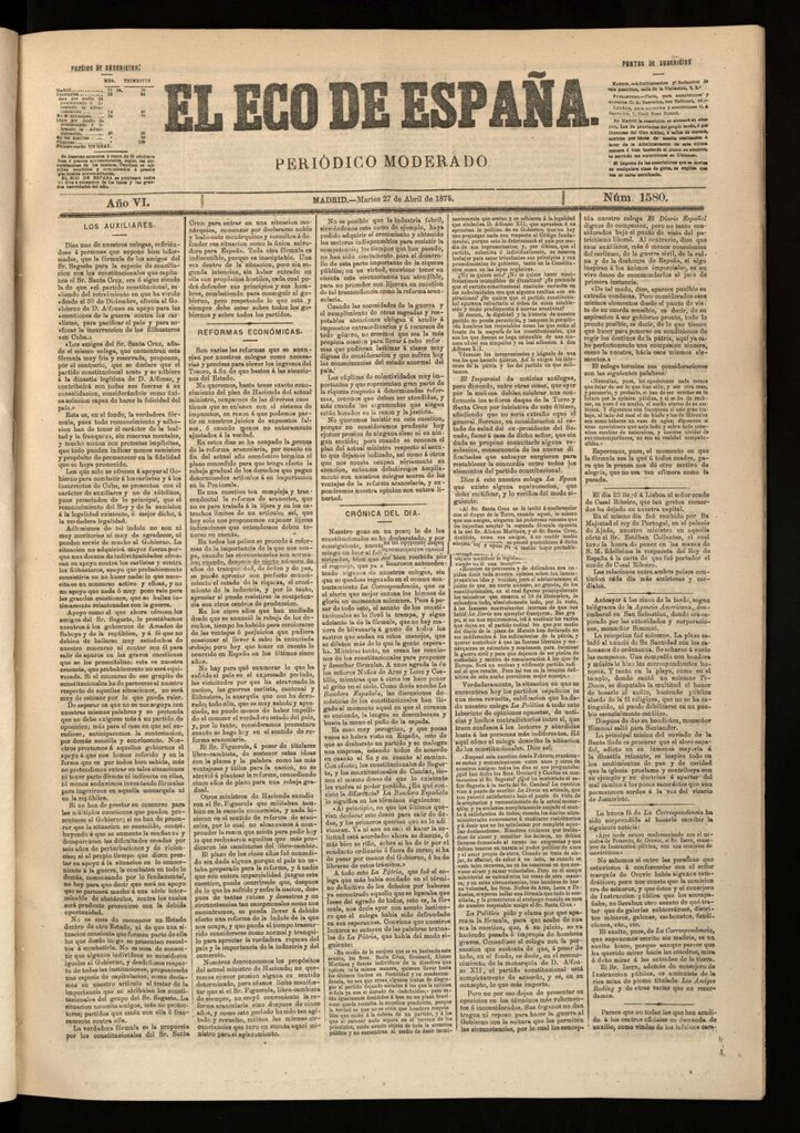Miniatura de El Eco de España del 27 de abril de 1875