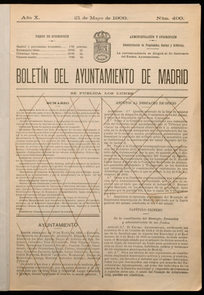 Miniatura de [Reglamento del montepío de empleados municipales]