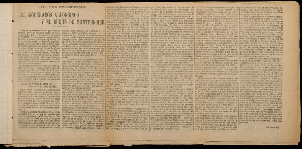 Miniatura de Los moderados alfonsinos y el Duque de Montpensier : documentos contemporáneos