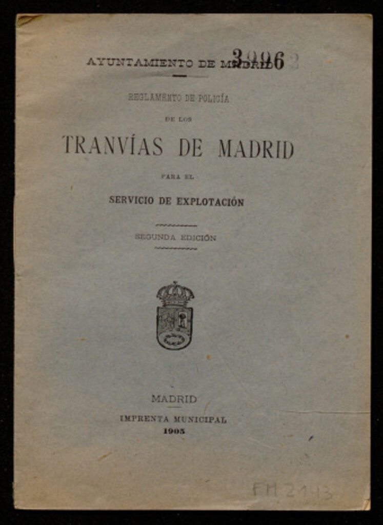 Miniatura de Reglamento de policía de los tranvías de Madrid para el servicio de explotación