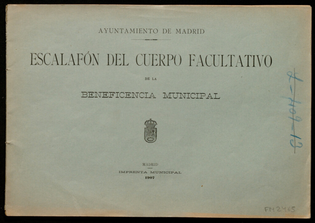 Miniatura de Escalafón del cuerpo facultativo de la beneficencia municipal