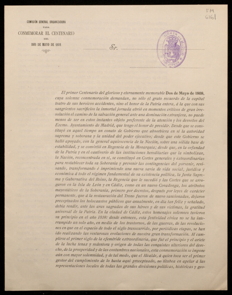 Miniatura de El primer Centenario del glorioso y eternamente memorable Dos de Mayo de 1808 ...