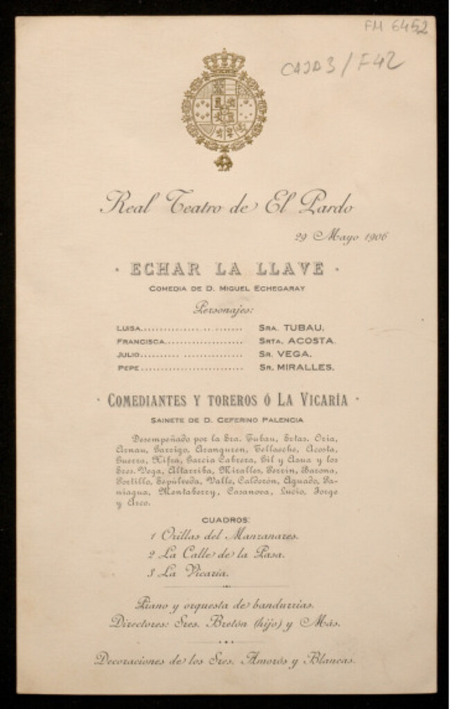 Miniatura de Real Teatro de El Pardo :[programa de] 29 Mayo 1906