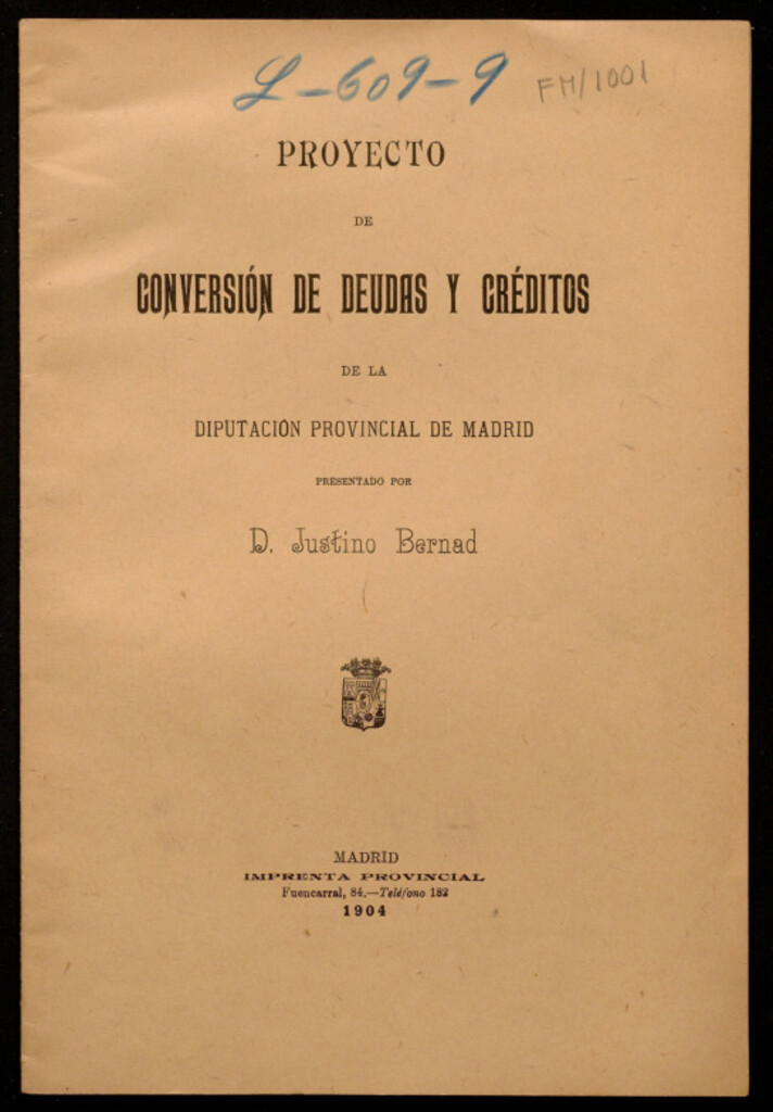 Miniatura de Proyecto de conversión de deudas y créditos de la diputación provincial de Madrid...