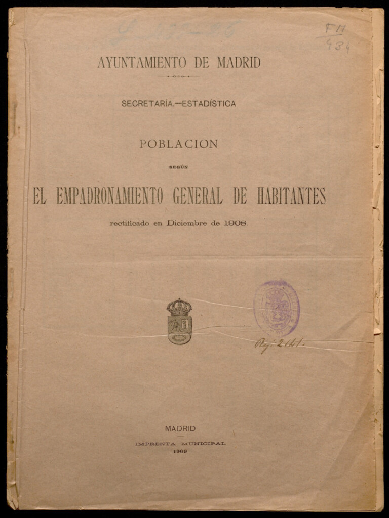 Miniatura de Población según el empadronamiento general de habitantes rectificado en diciembre de 1908