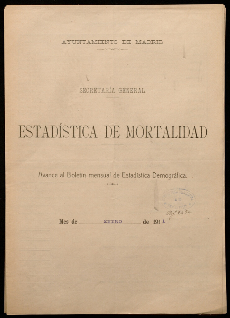 Miniatura de Estadística de mortalidad : Avance al boletín mensual de estadística demográfica