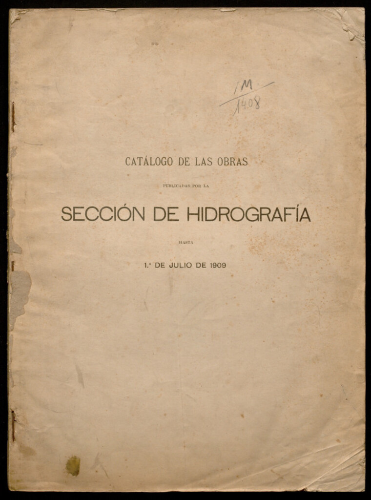 Miniatura de Catálogo de las cartas, planos y libros publicados por la Sección de Hidrografía