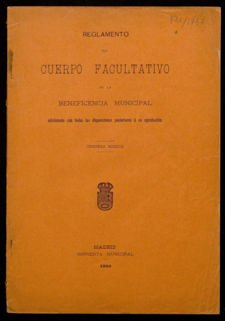 Miniatura de Reglamento del Cuerpo Facultativo de la Beneficencia Municipal..