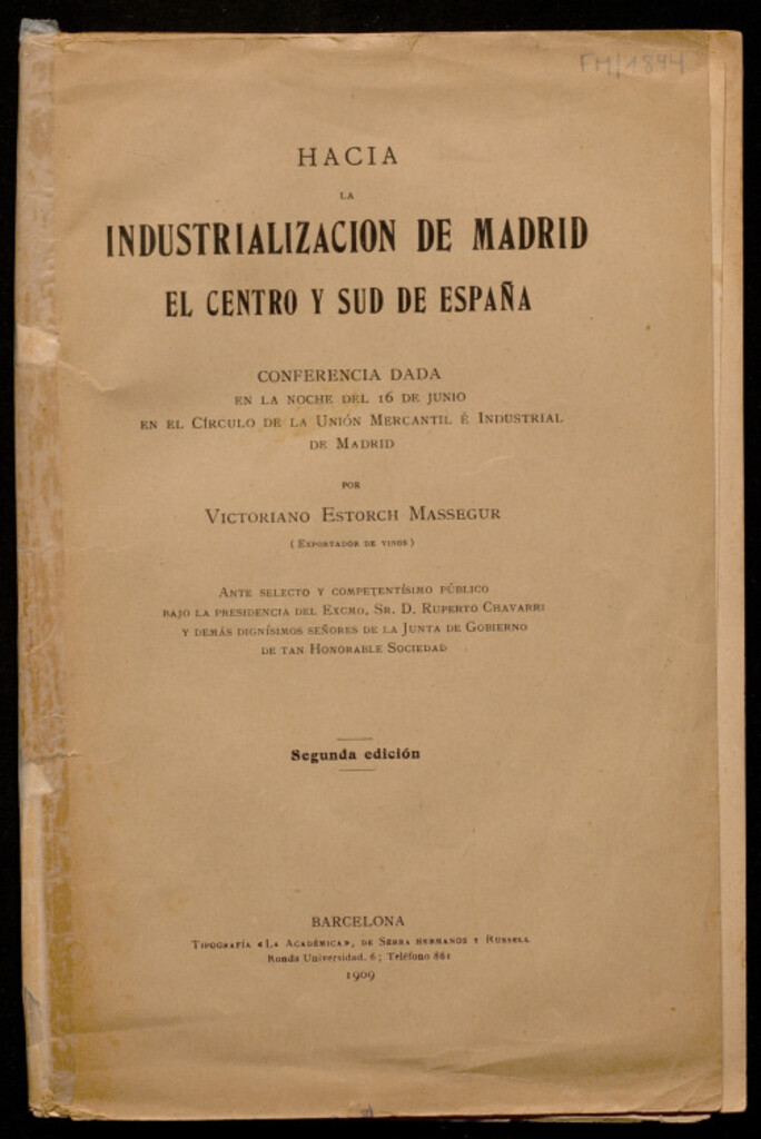 Miniatura de Hacia la industrialización de Madrid, el centro y Sud de España : conferencia...