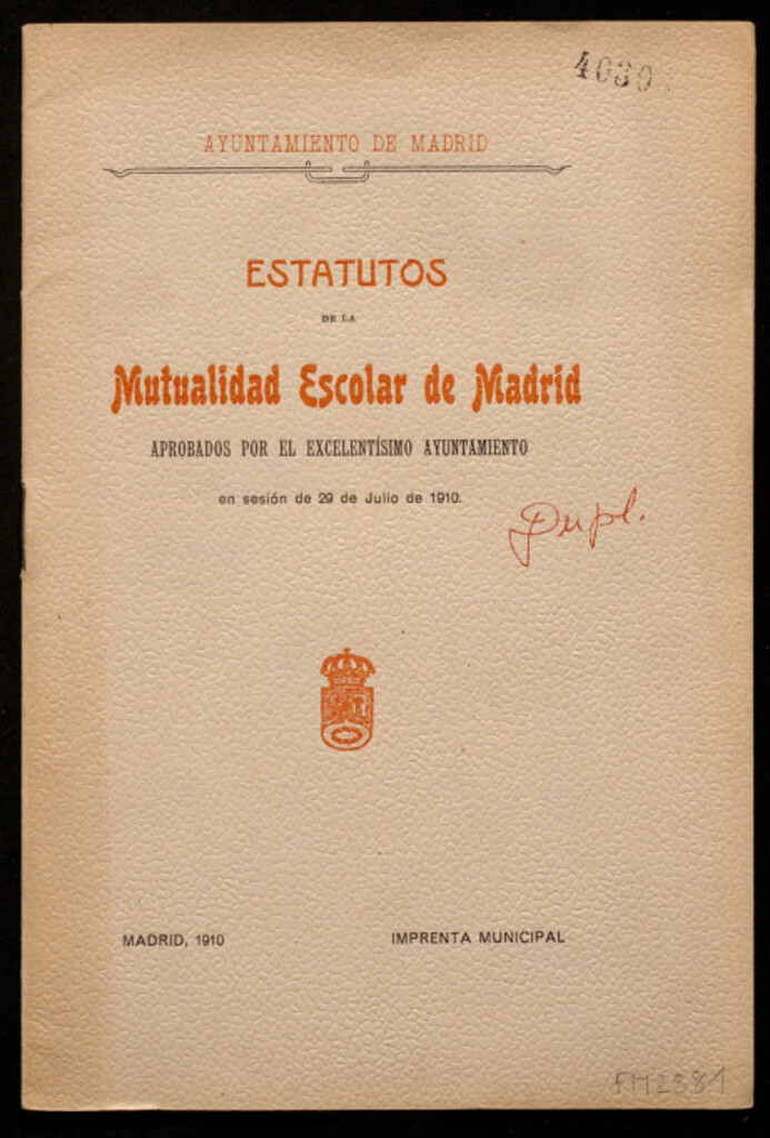 Miniatura de Estatutos de la mutualidad escolar de Madrid...