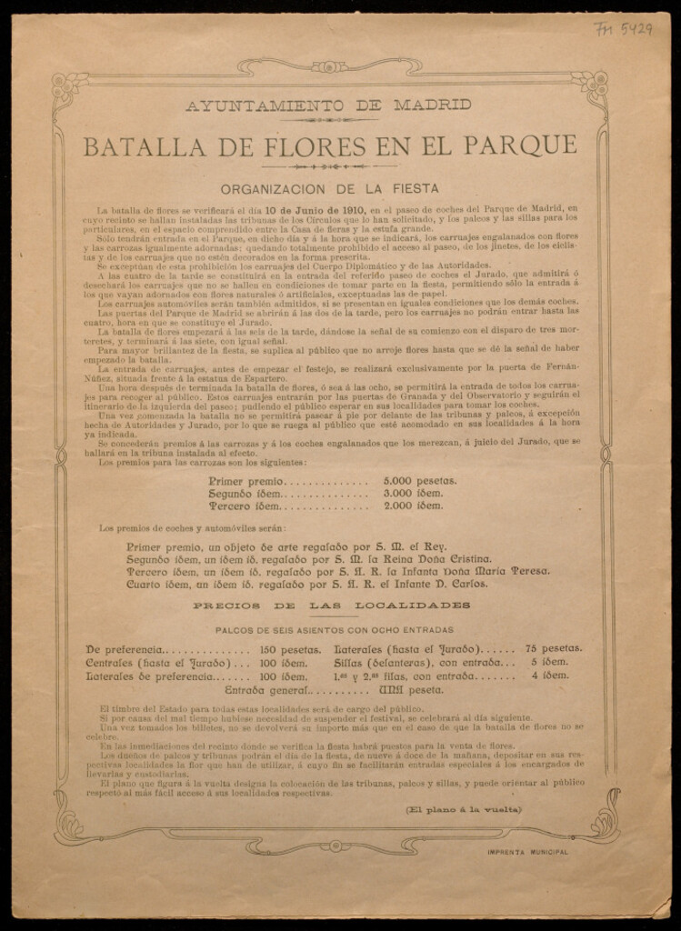 Miniatura de Batalla de flores en el Parque : organización de la fiesta
