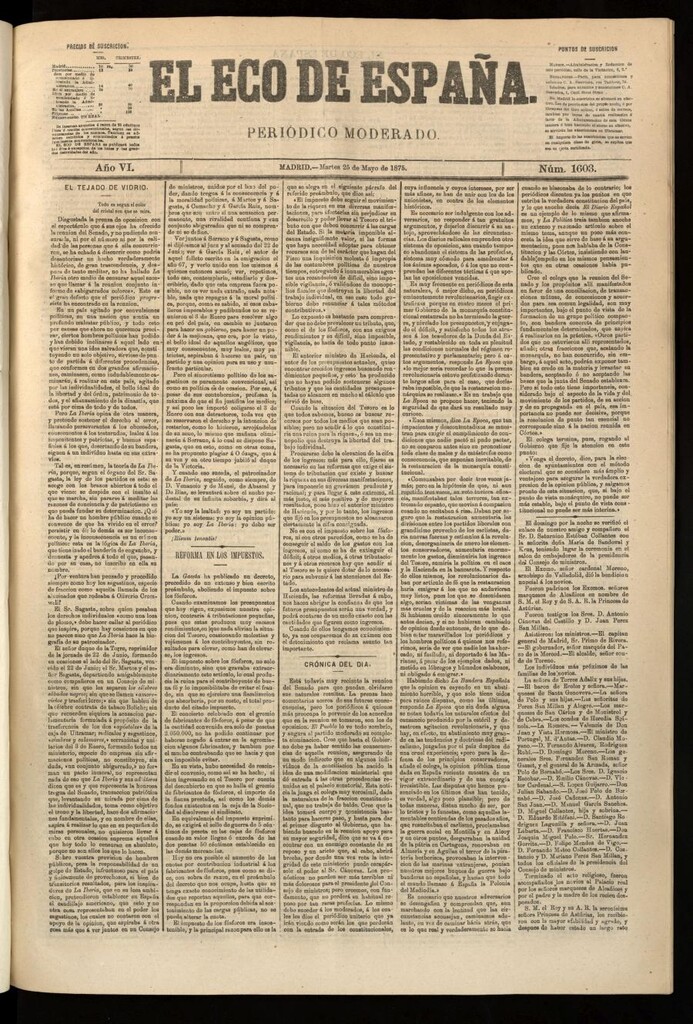 Miniatura de El Eco de España del 25 de mayo de 1875