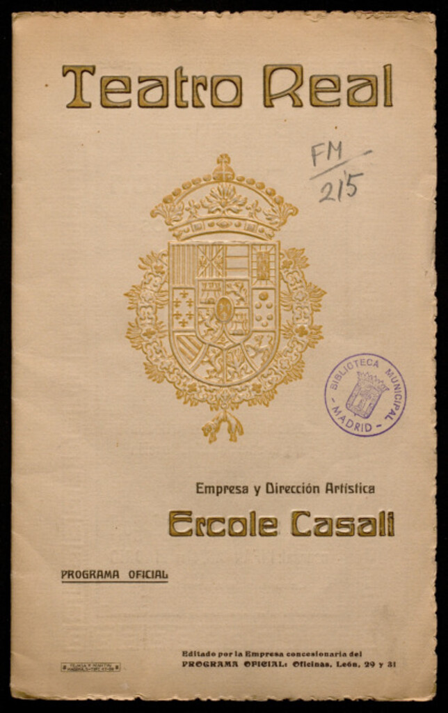 Miniatura de Aida : teatro real : programa oficial : 10 de marzo de 1916