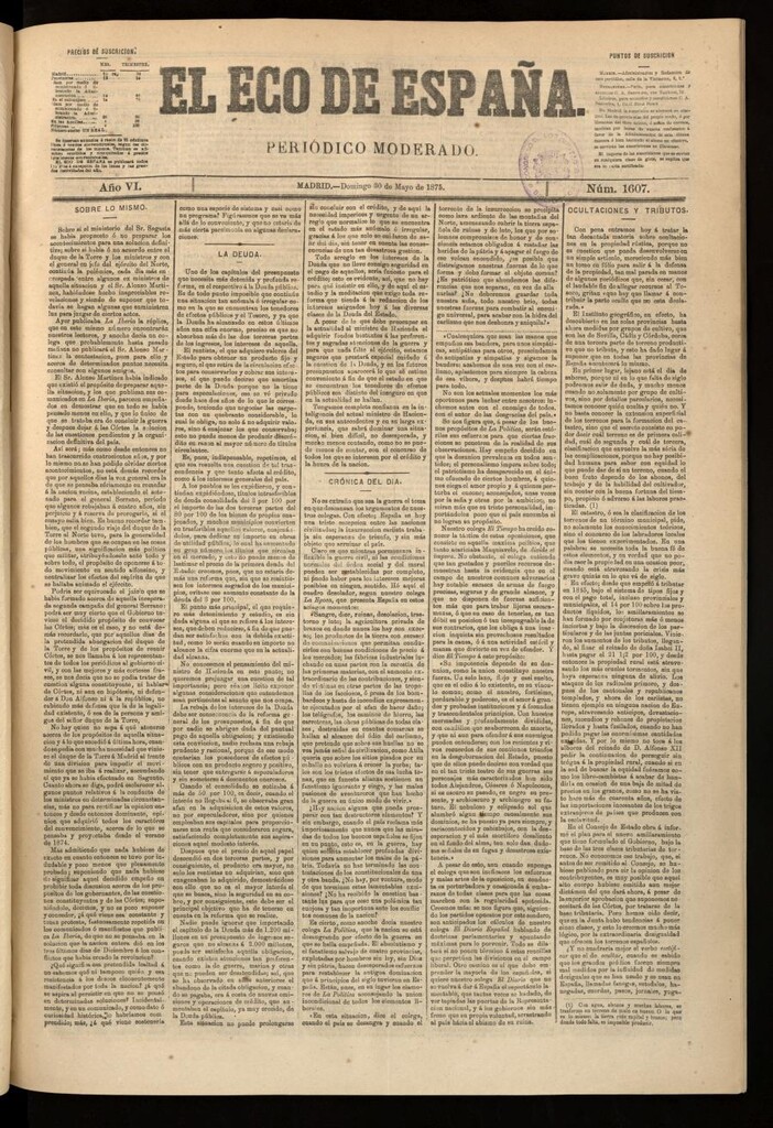 Miniatura de El Eco de España del 30 de mayo de 1875