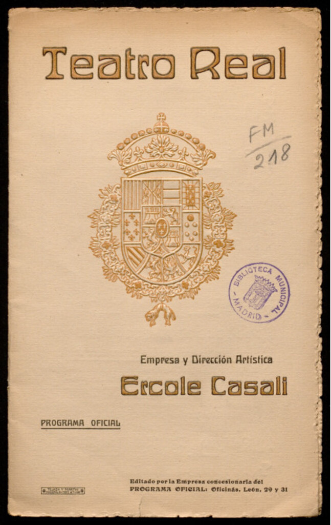 Miniatura de Tannhauser : teatro real : programa oficial : 18 de enero de 1916