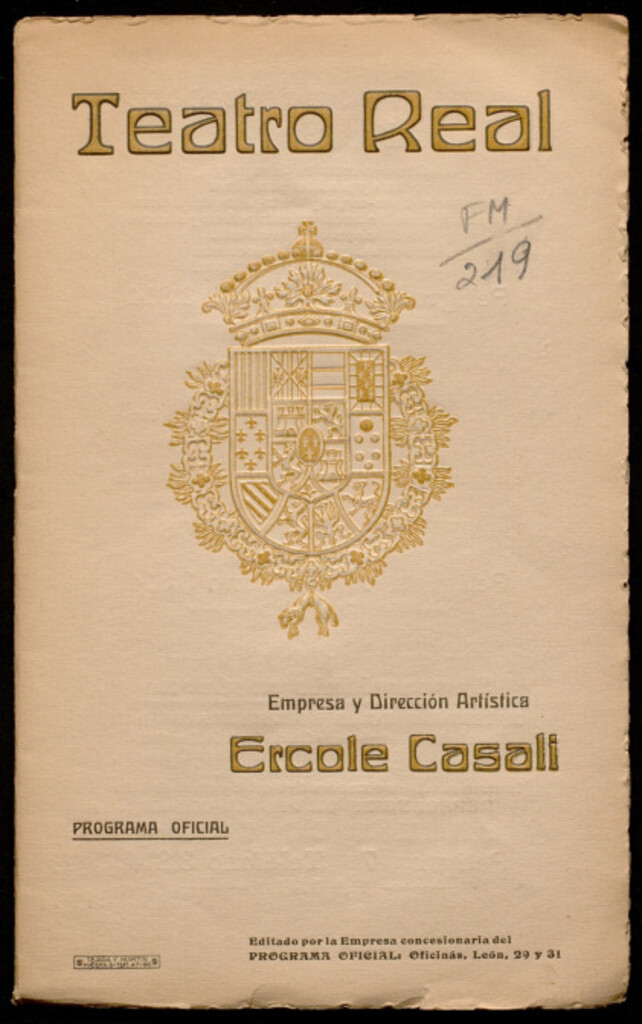 Miniatura de Tristán e Iseo : teatro real : programa oficial : 1 de febrero de 1916