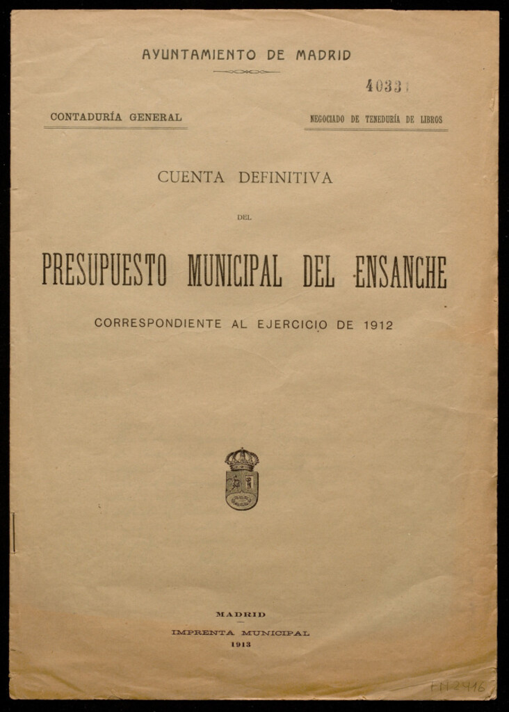 Miniatura de Cuenta definitiva del presupuesto municipal del ensanche correspondiente al ejercicio de 1912