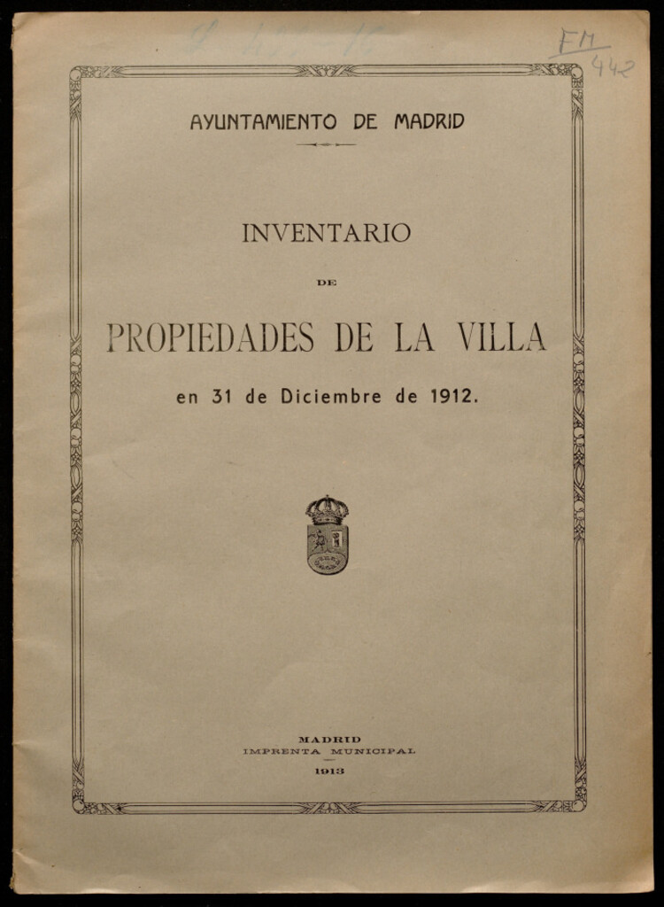 Miniatura de Inventario de propiedades de la Villa en 31 de diciembre de 1912