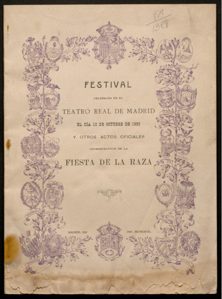 Miniatura de Festival celebrado en el Teatro Real de Madrid el día 12 de octubre de 1922 y otros actos oficiales conmemorativos de la Fiesta de la Raza