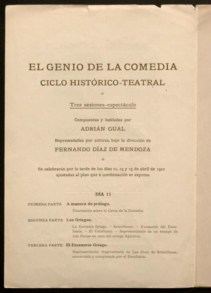 Miniatura de El genio de la comedia : ciclo histórico-teatral, abril 1912 : [programa]