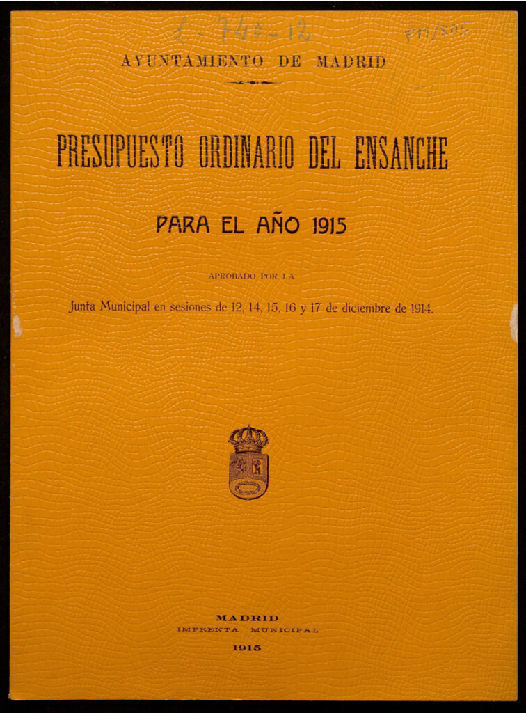 Miniatura de Presupuesto ordinario del ensanche para el año 1915 aprobado por la junta municipal en sesiones de 12, 14, 15, 16 y 17 de diciembre de 1914