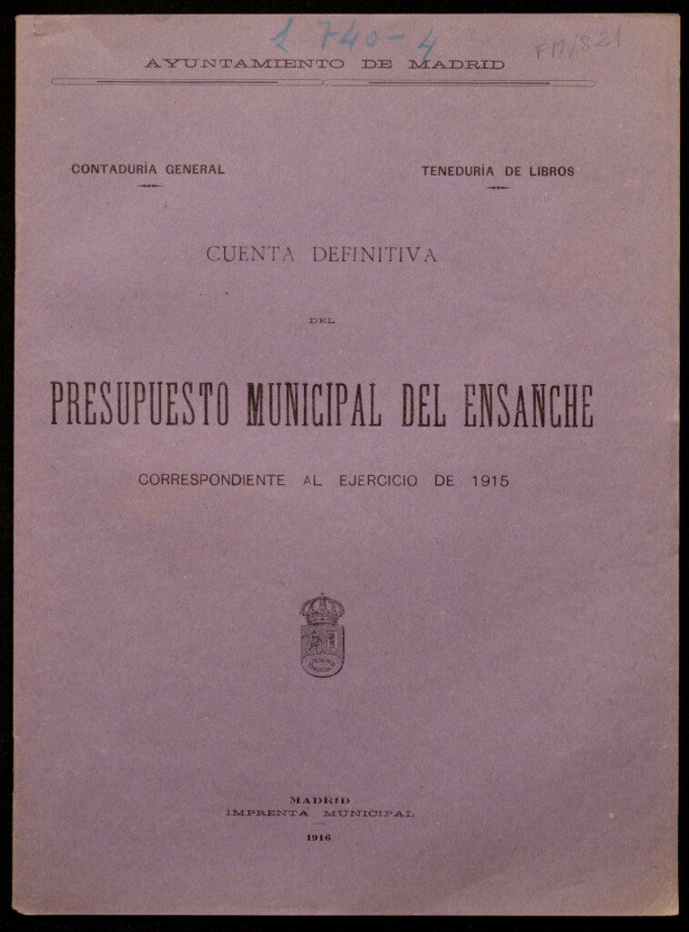 Miniatura de Cuenta definitiva del presupuesto municipal del ensanche correspondiente al ejercicio de 1915