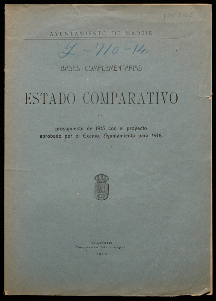 Miniatura de Bases complementarias y estado comparativo del presupuesto de 1915 con el proyecto aprobado... para 1916