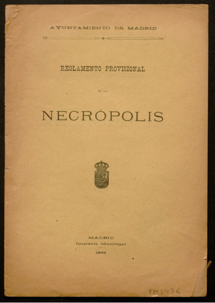 Miniatura de Reglamento provisional de la necrópolis