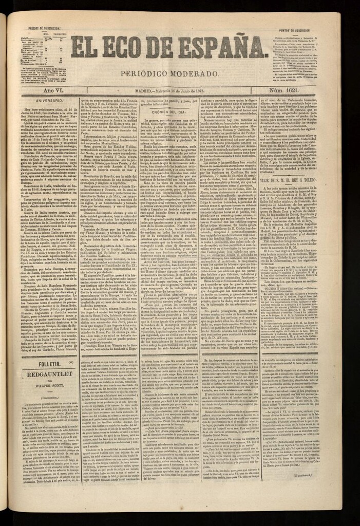 Miniatura de El Eco de España del 16 de junio de 1875