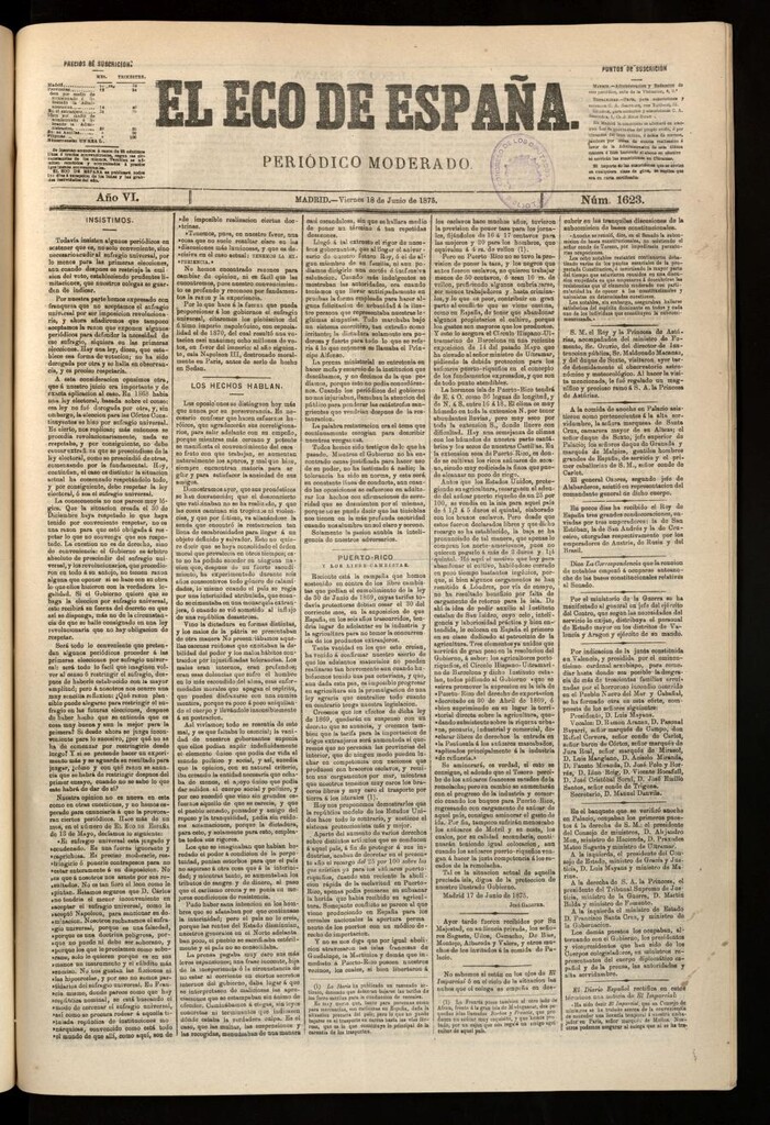 Miniatura de El Eco de España del 18 de junio de 1875