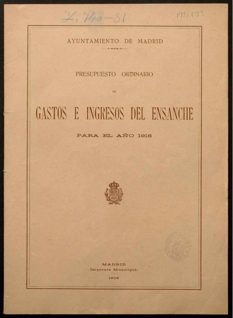 Miniatura de Presupuesto ordinario de gastos e ingresos del ensanche para el año 1918