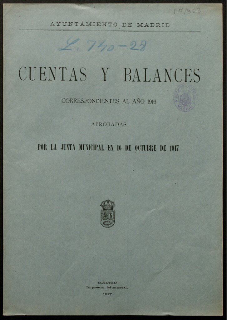Miniatura de Cuentas y balances correspondientes al año 1916 aprobadas por la junta municipal en 16 de octubre de 1917