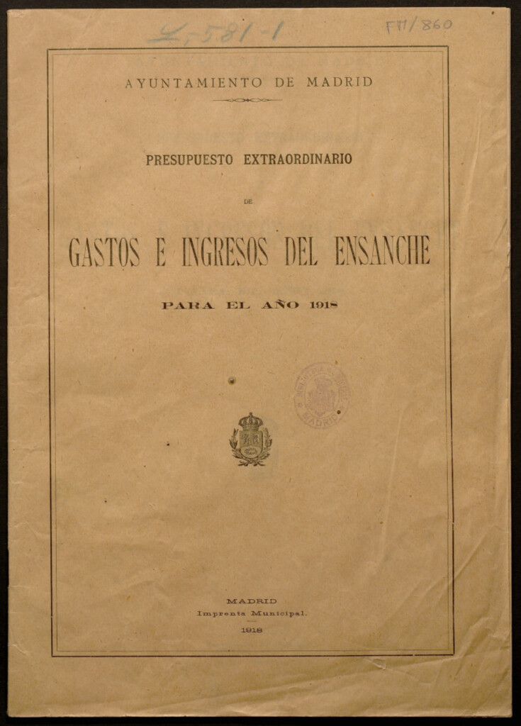Miniatura de Presupuesto extraordinario de gastos e ingresos del ensanche para el año 1918
