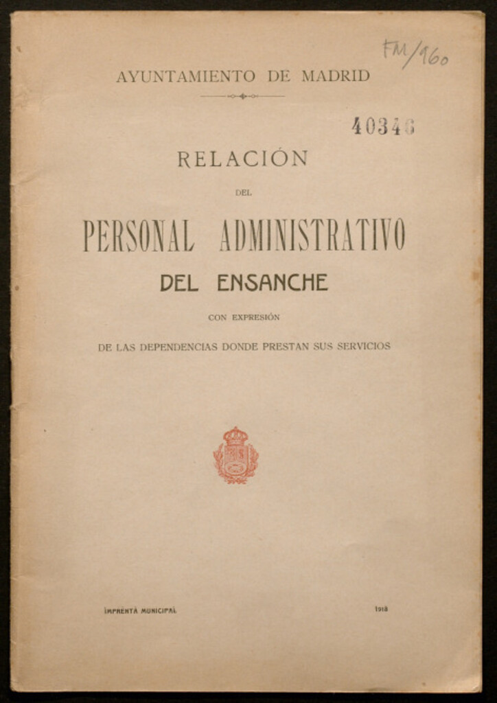 Miniatura de Relación del personal administrativo del Ensanche con expresión de las dependencias donde prestan sus servicios / Ayuntamiento de Madrid