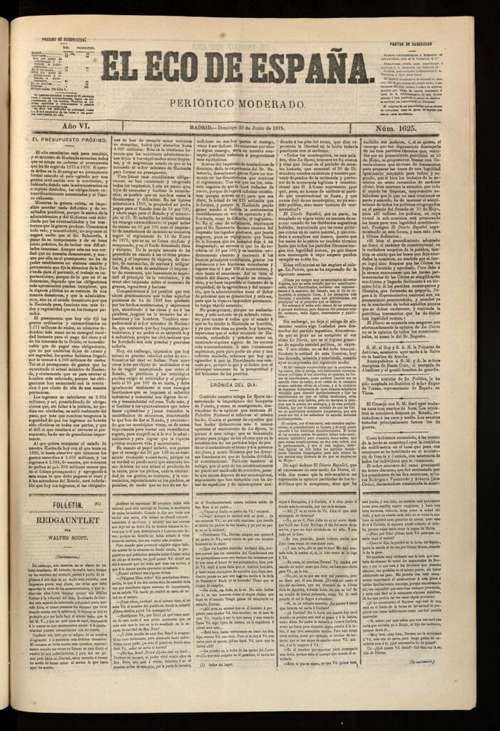 Miniatura de El Eco de España del 20 de junio de 1875