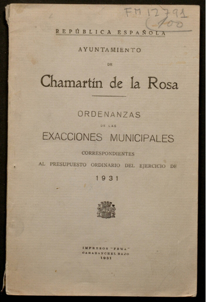 Miniatura de Ordenanzas de exacciones municipales para el año de.
