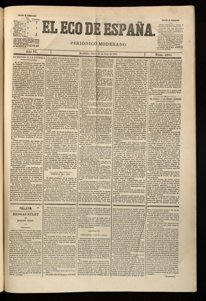 Miniatura de El Eco de España del 26 de junio de 1875